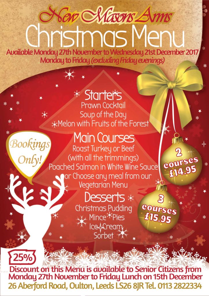 Christmas Menu New Masons Arms